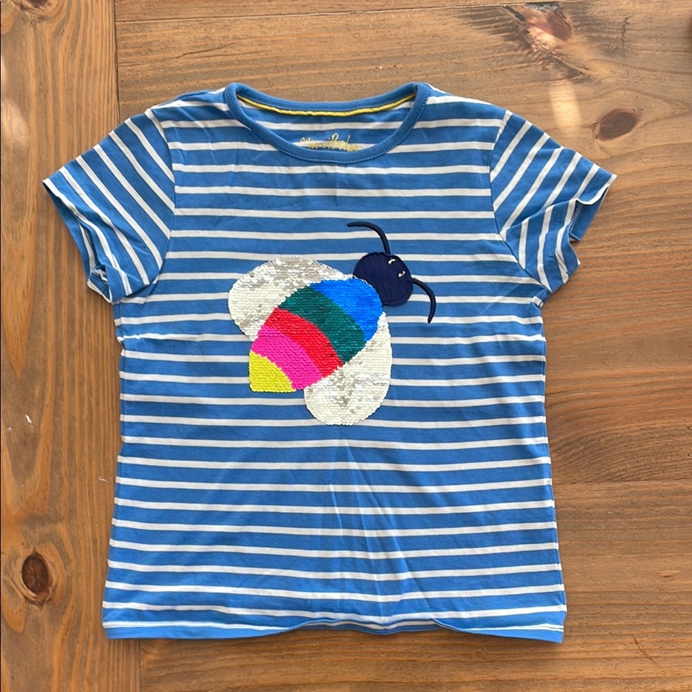Mini Boden Sequin Bumblebee Tee, EUC, size 7-8